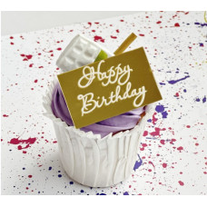 Топпер акриловый прямоугольный «Happy Birthday» 5*3 см