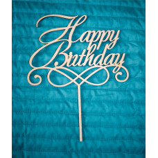 Акция 20 %Топпер деревянный "Happy Birthday"